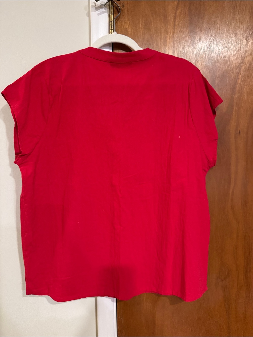 Coldwater Creek Red Short-Sleeve Pintuck Blouse - Picture 4 of 5